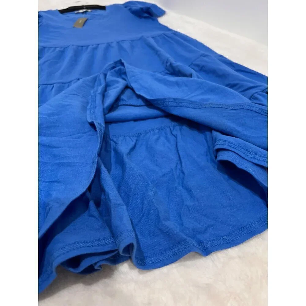 New J. Crew Size XXS Knit broken-in jersey tiered mini dress Blue *Stain*